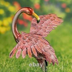 Set of 4 Metallic Pink Flamingo Garden Figurines in Assorted Styles