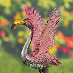 Set of 4 Metallic Pink Flamingo Garden Figurines in Assorted Styles