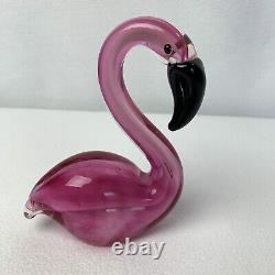 Sitting Tropical Art Glass 6 Pink Flamingo Figurine