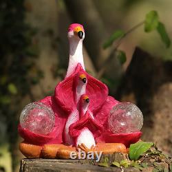 Solar Yard Flamingo Statue Yoga Sculpture Garden Decor Outdoor Patio Lawn Bird