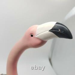 Statue Pink Flamingo Chipped Beak