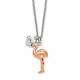 Sterling Silver Rhodium-plated Rose Gold-plated Flamingo Heart With 1 Ext