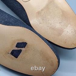 Stubbs & Wootton Women's Flats blue Denim Embroidered Flamingo Loafer Shoes 6.5