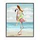 Stupell Industries Beach Woman Riding Pink Flamingo Tall Tropical Bird, Desig