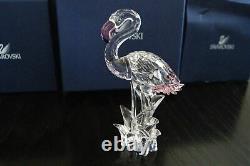 Swarovski Austrian Crystal Clear Pink Flamingo Bird Figurine Mint Original Box