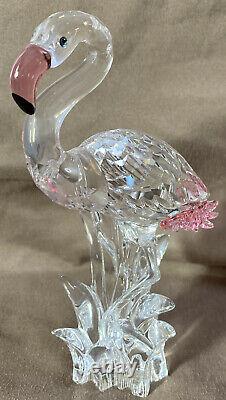 Swarovski Crystal Flamingo with Pink Feathers Figurine #289733 6 inches