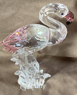 Swarovski Crystal Flamingo with Pink Feathers Figurine #289733 6 inches