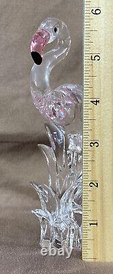 Swarovski Crystal Flamingo with Pink Feathers Figurine #289733 6 inches