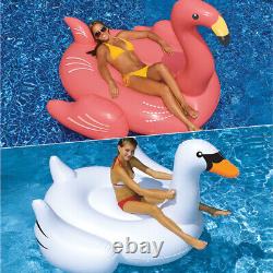 Swimline Giant Swan & Flamingo Bird Ride On Swimming Pool Float Combo Pack