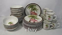 TOTALLY TODAY china PINK FLAMINGOS pattern 36-piece SET SERVICE for 9