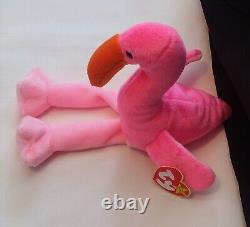 TY Beanie Baby Flamingo Pink Wading Bird 1995 Pristine Original Child Friendly