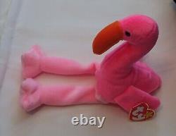 TY Beanie Baby Flamingo Pink Wading Bird 1995 Pristine Original Child Friendly