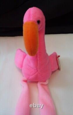 TY Beanie Baby Flamingo Pink Wading Bird 1995 Pristine Original Child Friendly