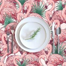 Tablecloth Bird Pink Flamingo Wild Summer Ink Beach tropical Cotton Sateen