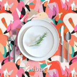 Tablecloth Flamingo Florida Resort Bird Tropical Illustration Cotton Sateen