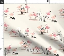 Tablecloth Flamingos Reeds Birds Vintage Pink 1950S Retro Trailer Cotton Sateen