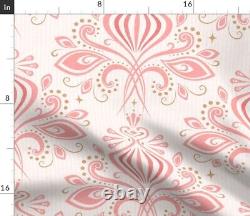 Tablecloth Rococo Flamingo Pink Vintage Leaves Retro Dots Abstract Cotton Sateen