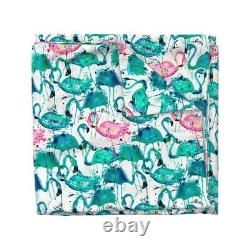 Teal + Pink Flamingos Flamingo Watercolor Birds Sateen Duvet Cover by Roostery
