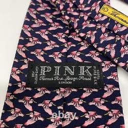 Thomas Pink Men's Yellow Bird Silk Neck Tie Rosette Spoonbill Flamingo Pink Hero