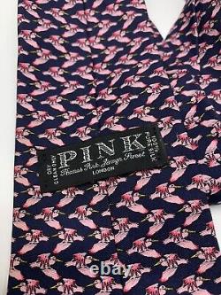 Thomas Pink Men's Yellow Bird Silk Neck Tie Rosette Spoonbill Flamingo Pink Hero