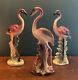 Three Vintage Ceramic Pink Flamingos Mid Century Modern Mcm 10 Figurines