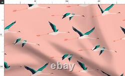 Throw Blanket Flying Flamingo Beachy Coastal Bird Pink Nursery 48 x 70in