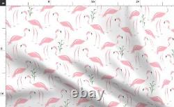 Throw Blanket Retro Flamingos Tully Grass Pink White Green Birds 48 x 70in