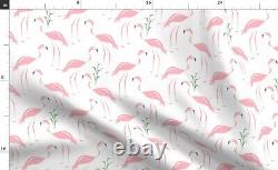 Throw Blanket Retro Flamingos Tully Grass Pink White Green Birds 48 x 70in