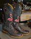 Tin Haul Trailerhood Flamingo Women 8 Black Leather Gals Cowboy Boots