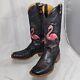 Tin Haul Trailerhood Flamingo Women 8 Black Leather Gals Cowboy Boots Used