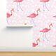 Traditional Wallpaper Pink Flamingo Tropical Summer Time Birds Crown Watercolor