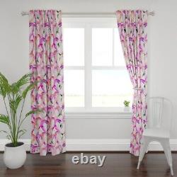 Tropic Birds Watercolor Flamingos Exotic 50 Wide Curtain Panel by Roostery