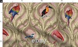 Tropical Birds Vintage Retro Flamingo Art 50 Wide Curtain Panel by Spoonflower