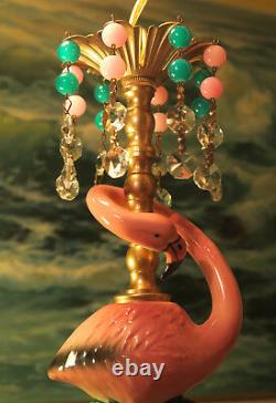 Tropical Flamingo Bird ceiling Lamp Chandelier Crystal brass porcelain glass bea