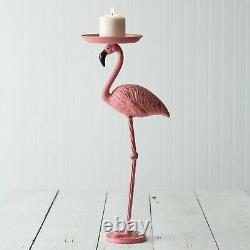 Unique Pink Flamingo Candle Holder Set Metal Indoor Outdoor Decorative Lighting