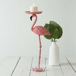 Unique Pink Flamingo Candle Holder Set Metal Indoor Outdoor Decorative Lighting