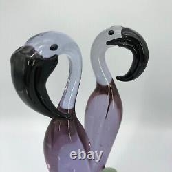 VNT PAIR Murano Style HANDBLOWN GLASS FLAMINGO FIGURINES each different LOVELY