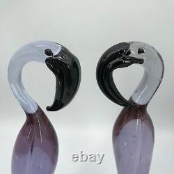 VNT PAIR Murano Style HANDBLOWN GLASS FLAMINGO FIGURINES each different LOVELY