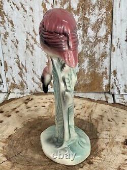 VTG Mid-Century MCM Art Deco Style Pink Flamingo Ceramic Figurine 40s 50s EUC