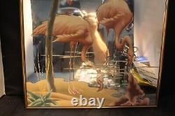 Very Rare Size 16X20 Mid Century Turner Orginal Frame Flamingos Tropical Decor