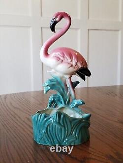 Vintage 10 Pink Flamingo Planter Figurine Mid Century Modern MCM Beach Coastal