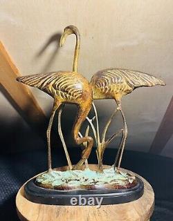 Vintage Bronze Flamingo Sculpture