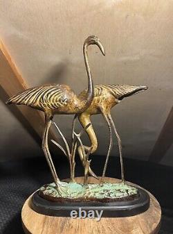 Vintage Bronze Flamingo Sculpture