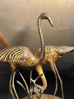 Vintage Bronze Flamingo Sculpture