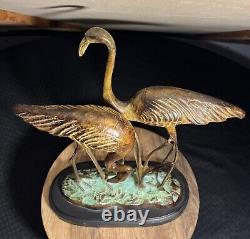 Vintage Bronze Flamingo Sculpture