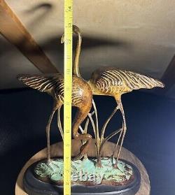 Vintage Bronze Flamingo Sculpture