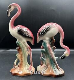 Vintage California Pottery Flamingo Set Figurines MCM PRISTINE