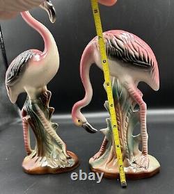 Vintage California Pottery Flamingo Set Figurines MCM PRISTINE