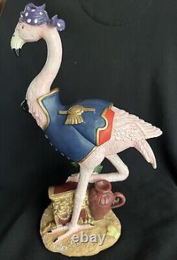 Vintage Ceramic Pink Flamingo Pirate Figurine with Exquisite Unique Detail- M
