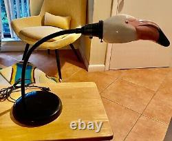 Vintage FLAMINGO Head Ceramic Goose Neck Desk Table Lamp